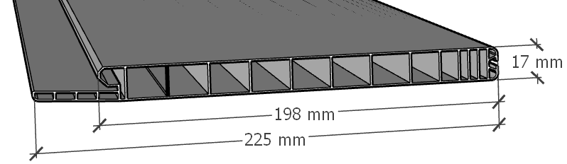 Image de Sous-face monobloc PVC blanc 198 mm, avec cache-rail pour tunnel de 220-230mm en longueur de 6m.