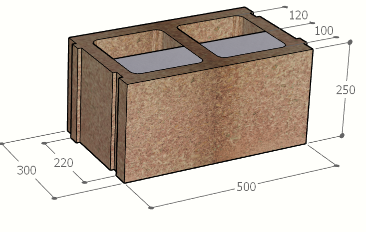 Image de Bloc à bancher en bois ciment (50x25 cm), isolant interne : 10 cm, épaisseur : 30 cm, béton : 12 cm, fabrication Belgique