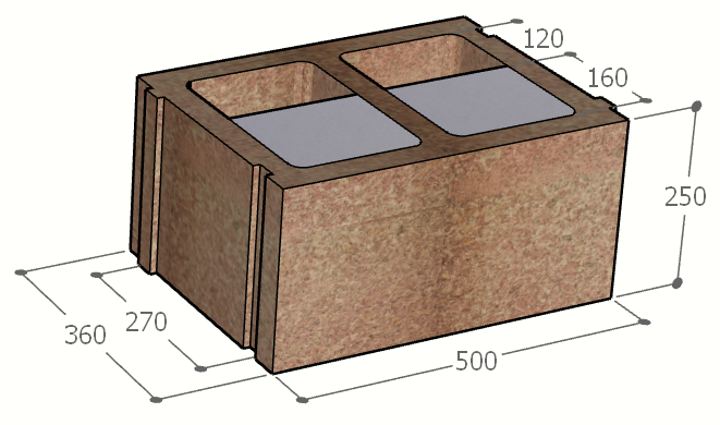 Image de Bloc à bancher en bois ciment (50x25 cm), isolant interne : 16 cm, épaisseur : 36 cm, béton : 12 cm, fabrication Belgique