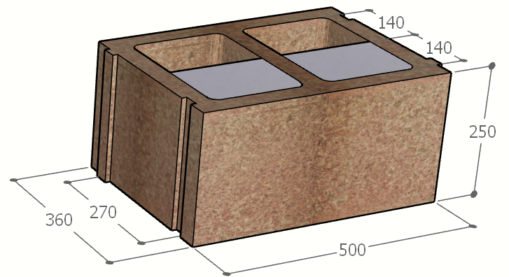 Image de Bloc à bancher en bois ciment (50x25 cm), isolant interne : 14 cm, épaisseur : 36 cm, béton : 14 cm, fabrication Belgique