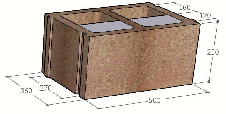 Image de Bloc à bancher en bois ciment (50x25 cm), isolant interne : 12 cm, épaisseur : 36 cm, béton : 16 cm, fabrication Belgique