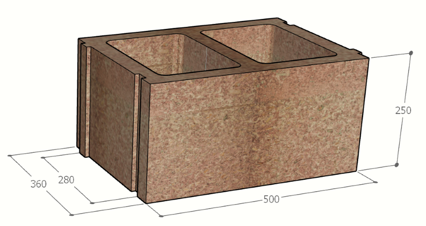 Image de Bloc à bancher en bois ciment (50x25 cm), sans isolant, épaisseur : 36 cm, béton : 28 cm, fabrication Belgique