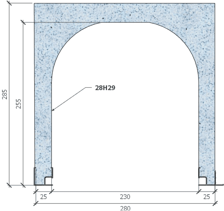 Image de Coffre (6 m) modèle traditionnel, L: 278, H: 285, tunnel: 230, rail 827/8H, finition polystyrène, couleur bleu