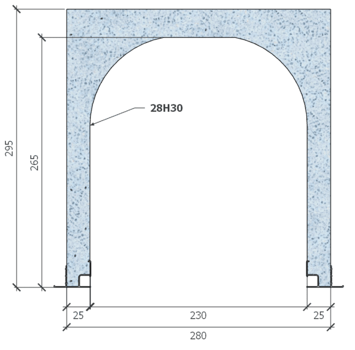 Image de Coffre (6 m) modèle traditionnel, L: 278, H: 295, tunnel: 230, rail 827/827, finition polystyrène, couleur bleu