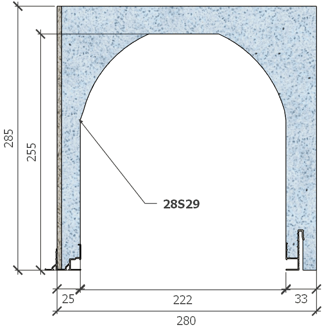 Image de Coffre (6 m) modèle haute isolation, L: 280, H: 285, tunnel: 222, rail 8F/8R, finition fibragglo, couleur bleu. Rupture du pont thermique avec le rail 8R (côté intérieur), brevet exclusif Fixolite.