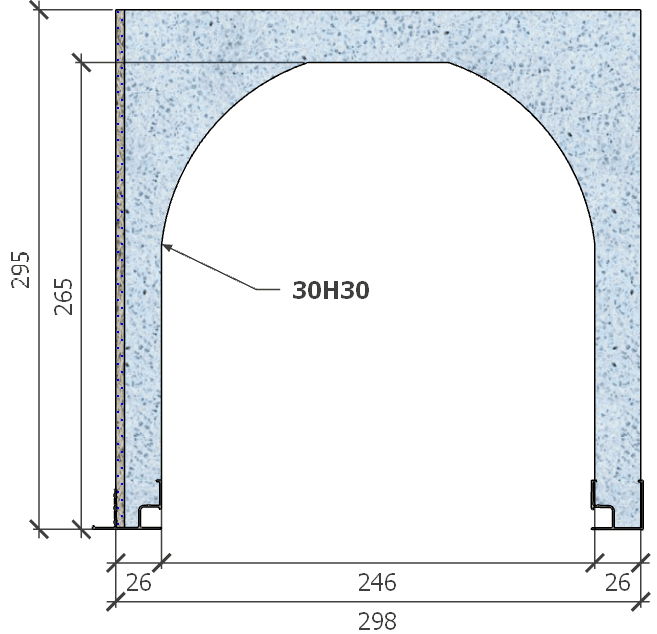 Image de Coffre (6 m) modèle traditionnel, L: 298, H: 295, tunnel: 246, rail 827/8H, finition fibragglo, couleur bleu