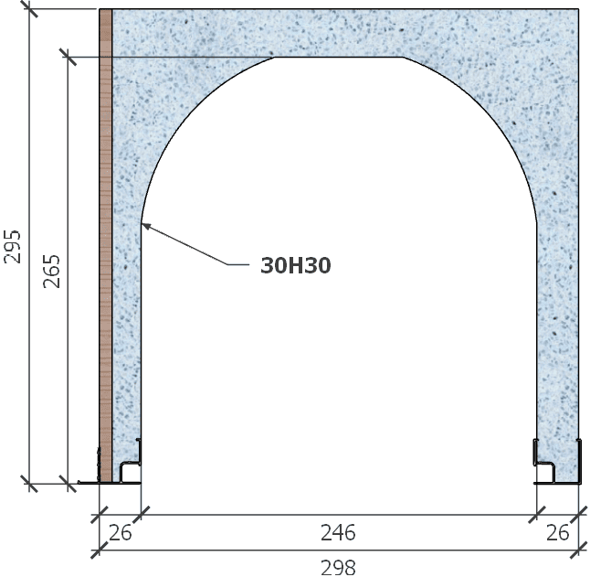 Image de Coffre (6 m) modèle traditionnel, L: 298, H: 295, tunnel: 246, rail 827/8H, finition terre cuite, couleur bleu