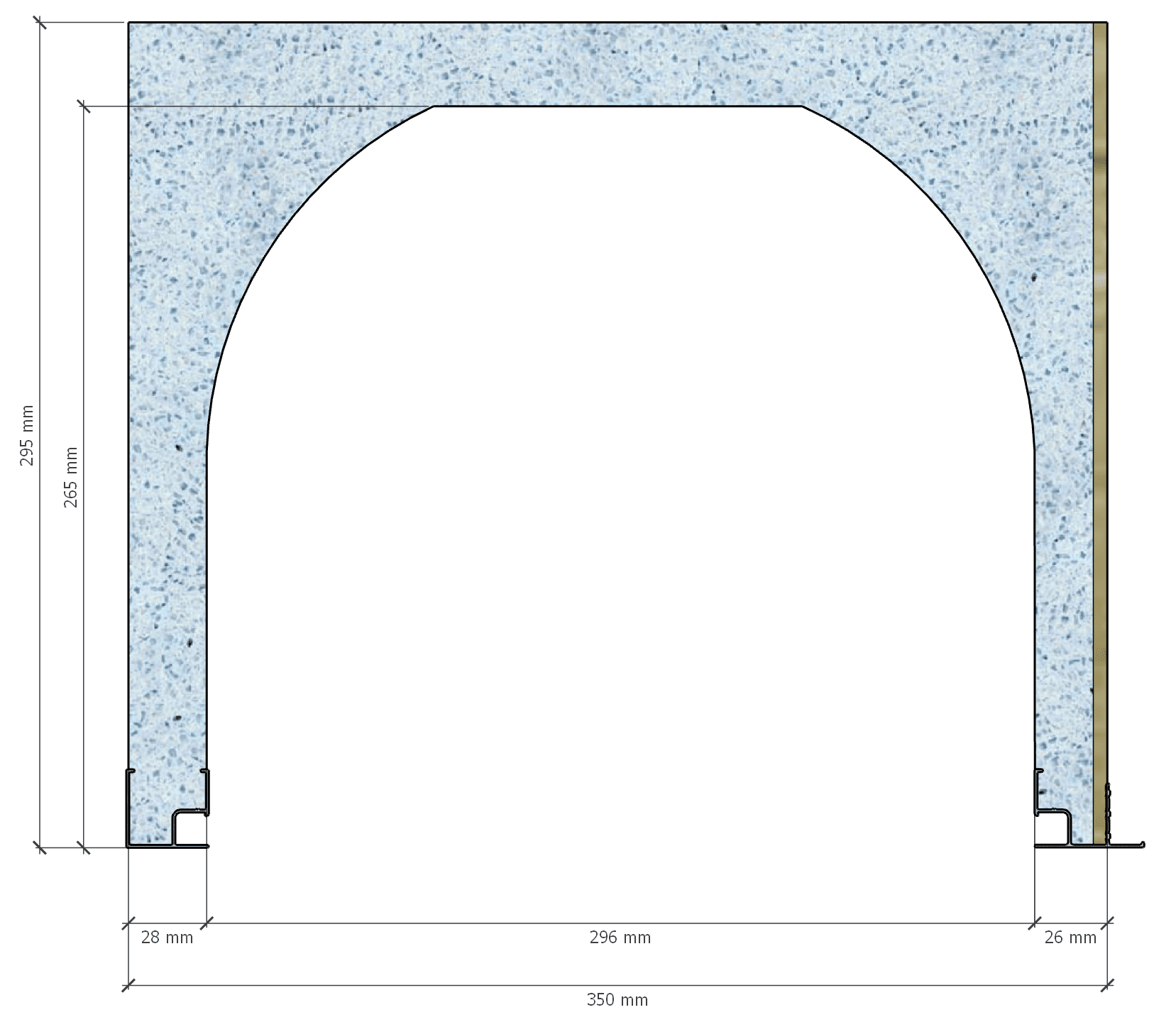 Image de Coffre (6 m) modèle traditionnel, L: 350, H: 295, tunnel: 296, rail 827/827, finition polystyrène, couleur bleu