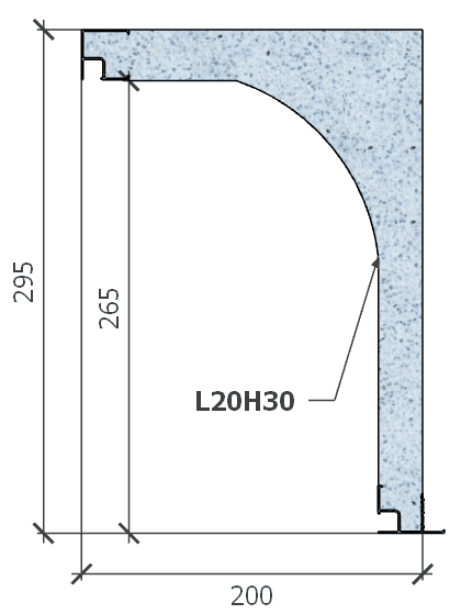Image de Coffre (6 m) modèle demi-linteau, L: 200, H: 295, tunnel: 174, rail 827/8H, finition polystyrène, couleur bleu