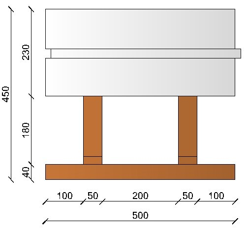 Image de Bloc à bancher en bois ciment (50x25 cm), isolant interne : 23 cm, épaisseur : 45 cm, béton : 18 cm, fabrication Italie