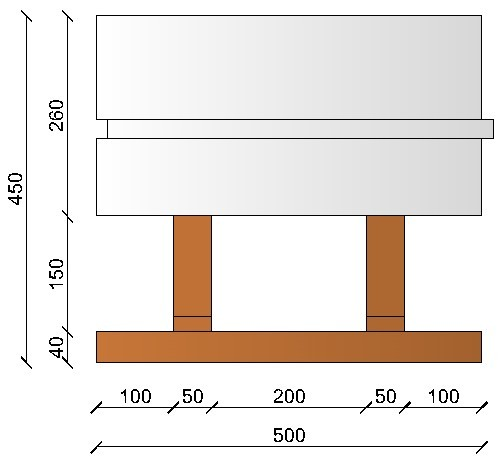 Image de Bloc à bancher en bois ciment (50x25 cm), isolant interne : 26 cm, épaisseur : 45 cm, béton : 15 cm, fabrication Italie