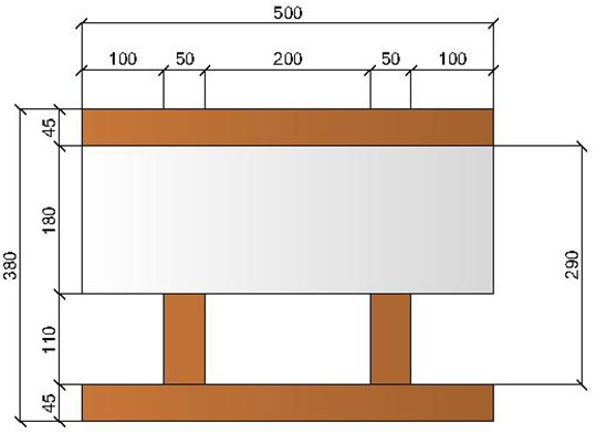 Image de Bloc à bancher en bois ciment (50x25 cm), isolant interne : 18 cm, épaisseur : 38 cm, béton : 11 cm, fabrication Italie
