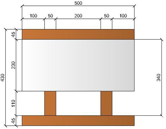 Image de Bloc à bancher en bois ciment (50x25 cm), isolant interne : 23 cm, épaisseur : 43 cm, béton : 11 cm, fabrication Italie