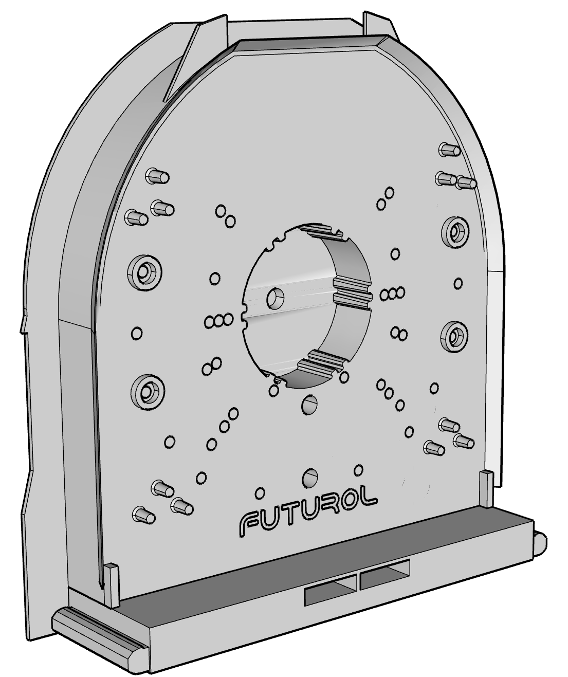 Image de Joue pour coffre avec tunnel de 222/230 mm, talon de 65 mm avec cale amovible (non fournie), face Futurol