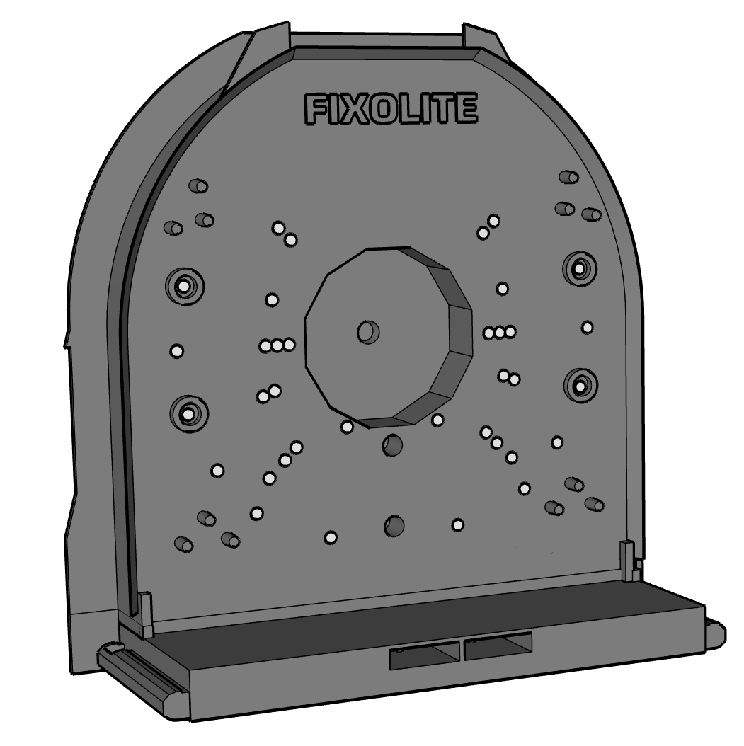 Image de Joue pour coffre avec tunnel de 222/230 mm, talon de 95 mm avec cale amovible (non fournie), face avec encoche pour support dodécagone