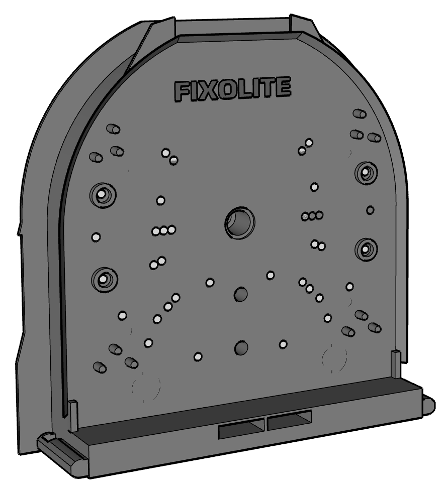 Image de Joue pour coffre avec tunnel de 222/230 mm, talon de 95 mm avec cale amovible (non fournie), face plate pour fixation avec vis parker