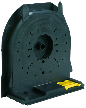 Image de Joue pour coffre avec tunnel de 222/230 mm, talon de 95 mm avec double encoche et verrou coulissant, face avec encoche pour support dodécagone